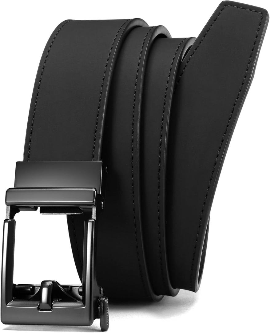 CHAOREN Leather Ratchet Belt Men - Mens Belts Casual Accessories for Every Occasion (35mm) (32" to 38" Waist Adjustable, Black)