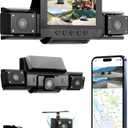 4 Channel Dash Cam 360 View Front Rear Left Right Car Camera,GPS and 5GHz Band WiFi,APP Control,G-Sensor,24H Parking Mode,8PCS IR Lights Night Vision,Wide Angle,WDR,Included Free TF Card