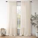 Nanspring 102 Inch Long Curtains Natural Linen for Living Room Linen Blend Rustic Light Filtering Sheer Curtain Back Tab and Rod Pocket Farmhouse Decor Drapes for Bedroom 52x102, 2 Panels
