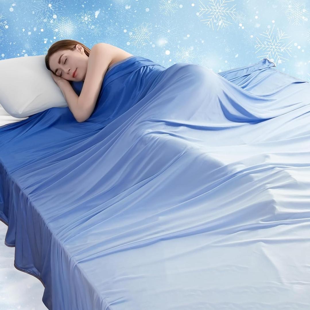 LUXEAR Cooling Blanket Throw, Arc-Chill Q-Max >0.5 for Hot Sleepers, Absorbs Heat to Keep Body Cool for Night Sweats, Lightweight Summer Cool Blankets for Sleeping, Gifts for Women & Men,Gradient Blue