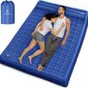 QPAU Sleeping Pad, 2 Person Camping Mattress, Enhanced Support for Healthy, with Built-in Foot Pump, 4.7 Inch Durable Sleeping Mat for Camping, Hiking, Backpacking and Home, (Blue) (Double Style)