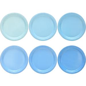 48 Pcs Blue Party Paper Plates, 9 Inch Cute Light Blue Disposable Dessert Baby Bridal Shower Dinner Birthday Cake Paper Plates for Party Bridal Baby Girl Shower Wedding Supplies
