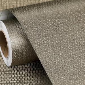 FunStick 16"x240" Taupe Brown Grasscloth Peel and Stick Wallpaper Textured Grass Cloth Fabric Renter Friendly Wall Paper for Bathroom RV Walls Kitchen Cabinet Wallpaper Self Adhesive Contact Paper