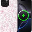 for iPhone 15 Plus Case,Compatible with MagSafe,Dual-Layer Hard Shell + Silicone Cover,Full Body Protection Shockproof Case for iPhone 15 Plus-Sage Pink Flower Pattern