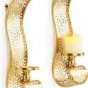 Gold Candle Sconces - Metal Wall Candle Holders for Living Rooms hallways Decorative Set of 2