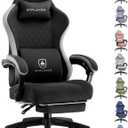 GTPLAYER Gaming Chair, Computer Office Chair with Pocket Spring Cushion, Linkage Armrests and Footrest, High Back Ergonomic Computer Chair with Lumbar Support Task Chair with Footrest(Black), 21.5 x 20 x 51 inches