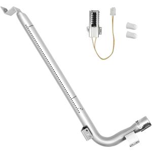 1PACK Stainless Steel WB16K10035 Solid Oven Burner Tube with 1PACK Igniter Kit Part for GE Gas Oven Replacement Models AP3205796,1021861, AH952996, EA952996, PS952996, WB1