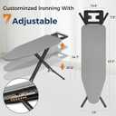 BEWISHOME Foldable Ironing Board, Compact Iron Board with 7 Adjustable Heights and Safety Iron Rest, Ironing Stand with Cover and Pad for Heat Resistance, for Laundry Room 43" X 13" Grey KYB01B