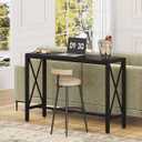 BON AUGURE Bar Table, 55 in Counter Height Pub Table, Tall Narrow Behind Couch Sofa Table, High Top Wood Long Console Tables for Home, Living Room (Black Oak)