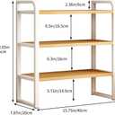 Office Desk Shelf Organizer, Wood Desktop Bookshelf Supplies Storage Rack, Shelf for Top of Desk and Dresser and Cubicle Decor Aesthetic Bookshelf (White White-three Tier, 15.75 Lx7.87 Wx22.05 H)