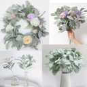 SHACOS Artificial Flocked Lambs Ear Stem 12 Pieces Lamb's Ear Branch Foliage Pick Greenery Leaf Flower Spray for Home Wedding DIY Floral Arrangement
