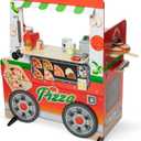 Melissa & Doug Wooden Pizza Food Truck Activity Center with Play Food, for Boys and Girls 3+, 24.9 x 17.25 x 7.0