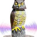 Large Solar Owl with Motion Detector, Flashing Eyes, Spinning Head, Realistic Hooting and Silent Mode, Garden Owl, Outdoor Statue, Decoration for Home, Garden, Patio and Fence
