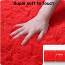 4x6 Red Rug for Bedroom Living Room, Fluffy Small Area Rug Soft Shag Carpet for Kids Boys and Girls Room with 4 Rugs Non-Slip Stickers Dorm Home Decor (4ft x 6ft)