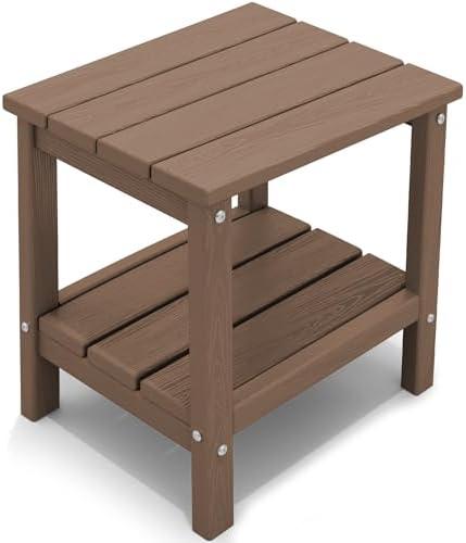 KINGYES Double Side Table, Adirondack End Table- Brown