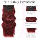 Clip in Hair Extensions 4PCS 200g/5oz Long Wavy Curly Balayage Hair Extensions Clip Ins for Women Thick Double Weft 22 Inch Hairpieces (Wine Red)