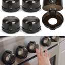 Bates- Stove Knob Safety Covers, Universal Size, 5 Pack, Black, Double Key Design, Heat Resistant Oven Knob Covers for Child Safety, Stove Guard Baby Proofing