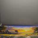 crmotu Rustic Nature Landscape Wall Art, Animal Cow Cottage Large Artwork, Country Meadow Wildflower Canvas Prints, Farm Sunset Aesthetic Pictures Wall Decor Living Room Bedroom Farmhouse 24X48 In