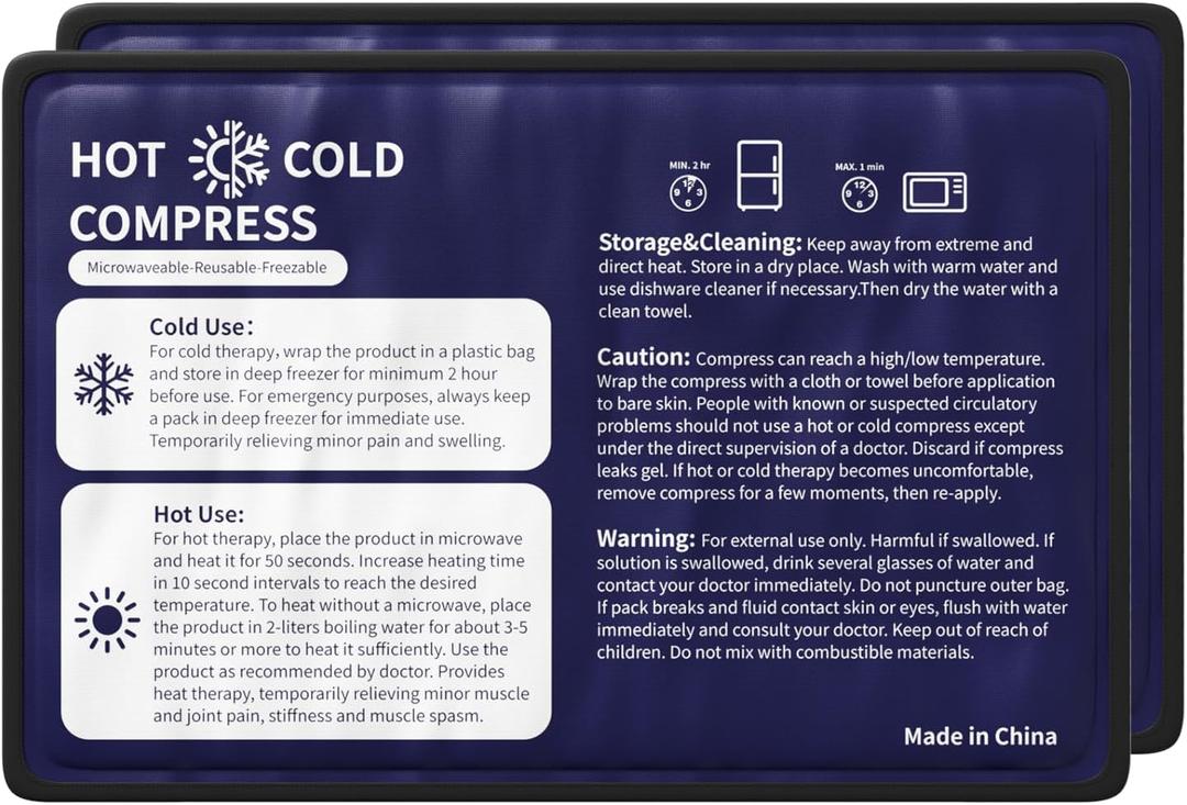 Gel Soft Flexible Ice Pack for Injuries - 2 Pack (Medium 7.5" x 11.5") Reusable Hot & Cold Compress for Pain Relief, Freezer Cold Pack for Hip, Shoulder, Knee - Cooling Gel Pad for Swelling, Bruises (Blue)
