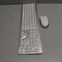 Wireless Keyboard and Mouse Combo - Full Size Slim Thin Wireless Keyboard Mouse with Numeric Keypad 2.4G Stable Connection Adjustable DPI (White & Silver)