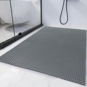 HOMBYS 58 x 32 Extra Large Shower Mat for Shower Stall Tub, Non Slip Bath Mat Bathroom Accessories, PVC Mats for Shower and Bathroom, Quick Drying, (Gray, 58"x32")