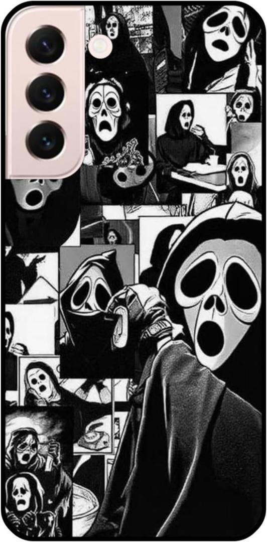 Compatible for Samsung Galaxy S22 Plus 5G Case, Cute Skull Skeleton Scary Face Designed Cool Fun Funny Phone Case, Soft TPU Cover for Women Girls Boys Teens Kids (Black)