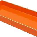 Orange Bathroom Vanity Tray for Countertop, Small Plastic Toilet Tank Versatile Storage & Organization Tray for Makeup, Perfume, Desk, Kitchen, Candles, 13.7"x6"x1.4", 35O