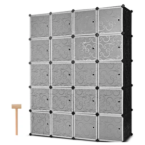 71 in. H x 57 in. W x 18.5 in. D Black Polypropylene Portable Closet with 20-Cubes