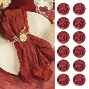 60 Pack Cheesecloth Napkins, 20 x 20 Inch Terracotta Dinner Cloth Napkins Summer Cheese Cloth Napkins Rustic Wrinkled Cotton Gauze Table Napkins for Wedding Baby Shower Fall Thanksgiving Party Decor