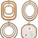 Qunclay 9 Pcs Large Embroidery Hoop Frame Decorative Imitated Wood Display Frame Circle Oval Octagonal Cross Stitch Hoop Ring for DIY Sewing Craft and Hanging Ornaments Decor (Mixed Shape)