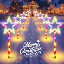 10 Pack Christmas Decorations Outdoor Solar Candy Lights, Multicolor Solar Lights with USB Charge, 10 Modes Waterproof Lights with 150 LEDs, Outdoor Christmas Decoration for Yard Path