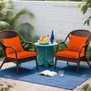 Outdoor Seat Cushion Set 19 x 19 In, Water-Resistant & Fade-Resistan, Patio Furniture Cushions with Removable Cover Deep Seat & Back Cushion with Handle and Adjustable Straps for Chair Sofa, 2 packs, 19*19*3+19*17inch, Orange