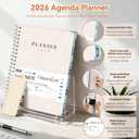 GuassLee Large 2026 Planner, Weekly and Monthly Planner from January 2026-December 2026, 8.5"x 11" Calendar Agenda Book with Back Pocket, Stickers for Home Office School Supplies, A4 Size, Khaki