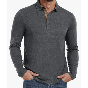 Veboon Mens Polo Short/Long Sleeve Shirt Classic Button Basic Solid Color Designed Collared Polo Shirt Fashion Casual Shirts Size S