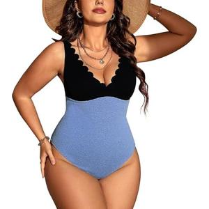 Uaunega  Womens One Piece Swimsuits-Sexy Deep V Neckline Tummy Control Bathing Suit Slimming Mesh Swimwear ﻿, 4XL