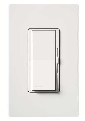 Switch Dimmer for Dimmable LED, Halogen and Incandescent Bulbs with Wallplate | 150W/Single-Pole or 3-Way | DVWCL-153PH-WH | White