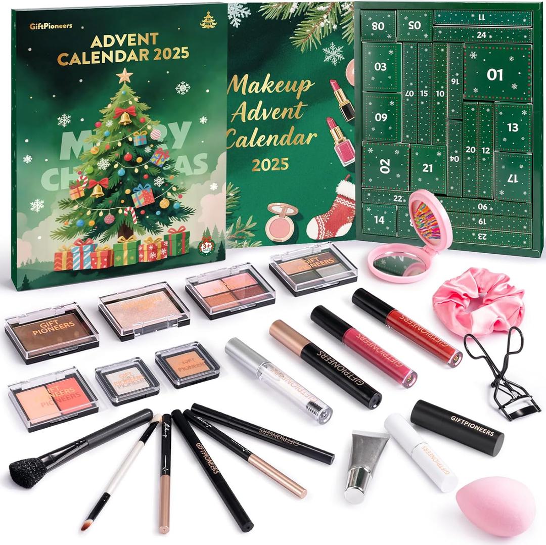 Makeup Advent Calendar 2025, 24 Days Christmas Beauty Countdown Calendar Makeup Set for Adult Women & Teen Girls, Ideal Xmas Holiday Surprise Gifts for Women