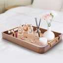 Acacia Wood Serving Tray with Handles, 17x13 Inch Ottoman Tray for Coffee Table, Candle Display, Breakfast in Bed, Large Wooden Decorative Tray with Non-Slip Pads, for Kitchen, Dining, Home Decor