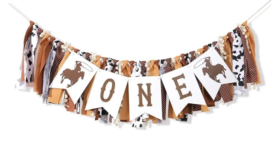 My First Rodeo High Chair Banner - Cowboy One Birthday Party Decorations