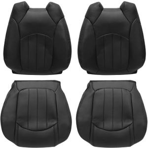 SecosAutoparts #192/193 Ebony Black Perforated Front Bottom & Top Microfiber Leather Replacement Seat Covers Compatible with Chevy Traverse/GMC Acadia 2008-2017 Compatible with Buick Enclave 2008-2012