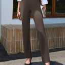 keriffe Women's Stretchy Yoga Dress Pants High Waisted Straight Leg Casual Work Business Office Slacks 4 Pockets (Brown, M)