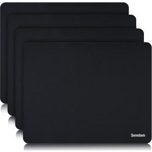 Senetem 4-Pack Mouse Pad, Ultra-Smooth Gaming Mousepad, Non-Slip Rubber Base, Washable Surface Fits Wired & Wireless Mouse  Perfect for Desk, Laptop, PC & Office, Small Portable, 11x8.6 in, Black