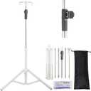 IV Pole Portable,46 to 86In Telescopic IV Stand Floor with 4 IV Bag Holder Stabilizing Tripod Stainless Steels Pipe Extension Pole IV Influsion Pole with Organizers Infusion Bags (Silver)