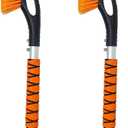 EcoNour 27" Car Snow Brush and Ice Scrapers for Car Windshield (Orange- 2 Pack) | Scratch Free Bristle Head Snow Brush & Tough Window Snow Scraper with Aluminium Body