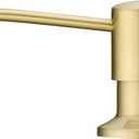Built in Sink Soap Dispenser Brushed Champagne Gold with Long Spout for Kitchen Sink, Stainless Steel Pump Head with 17 OZ Large Capacity Bottle