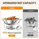 Femchic 9QT Round Stainless Steel Chafing Dishes for Buffet, 4 Pack Chafers