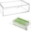 Acrylic Mahjong Case for American Tiles 1.2"0.9"0.5" only,Holds Dice&Chips,Large Capacity Hold Up to 160 Tiles with Mahjong Accessories,Transparent Box for Mahjong Game Set Storage(not include tiles