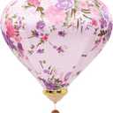 LUOZZY Chinese Style Hanging Lantern Vietnamese Silk Lanterns Chinese Japanese Floral Pattern Hanging Lanterns Silk Cloth Oval Lanterns Garden Yard Decoration, Pink