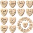 Geelin Easter Christian Gift Religious Wooden Heart Tokens with Inspirational Bible Verses Pocket Hug for Mom Women Men Friends Church Scripture Party Favor(Natural,36 Pcs)