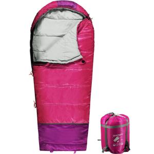 REDCAMP Kids Mummy Sleeping Bag for Camping, 3 Season Cold Weather Sleeping Bag Fit Boys,Girls & Teens, Blue/Rose Red (Pink with 3.3lbs Filling)
